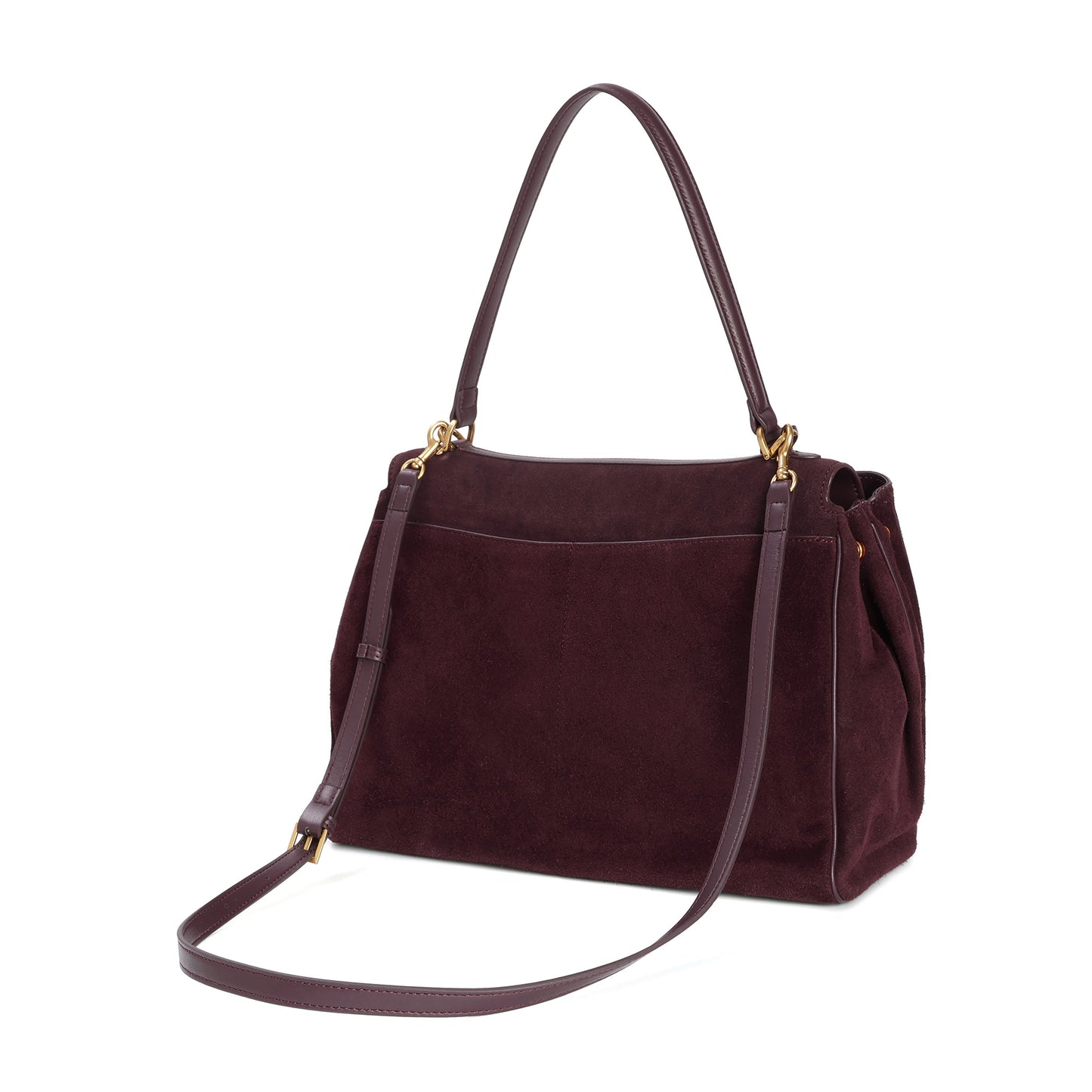 Suede Top-Handle Satchel with Convertible Strap