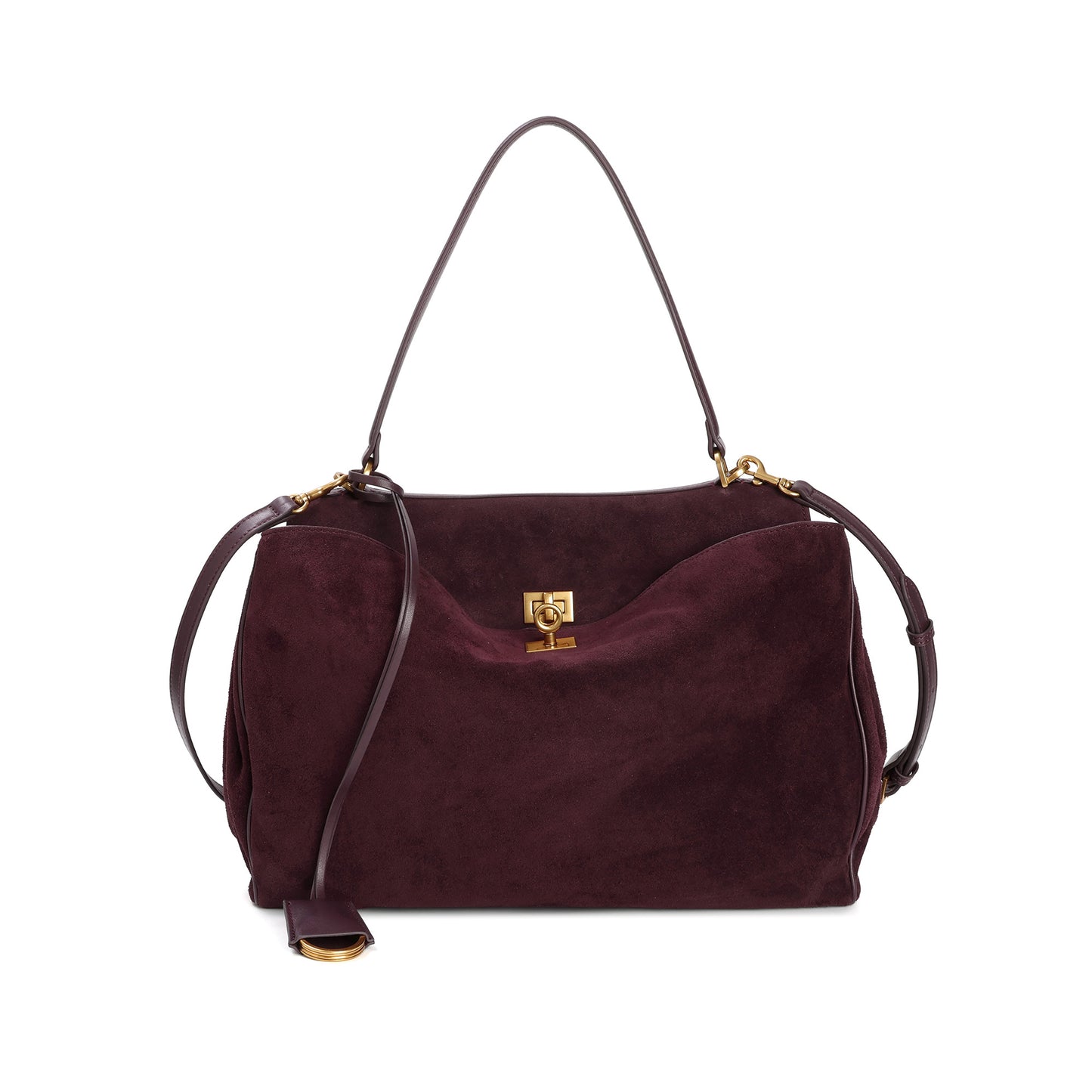 Suede Top-Handle Satchel with Convertible Strap