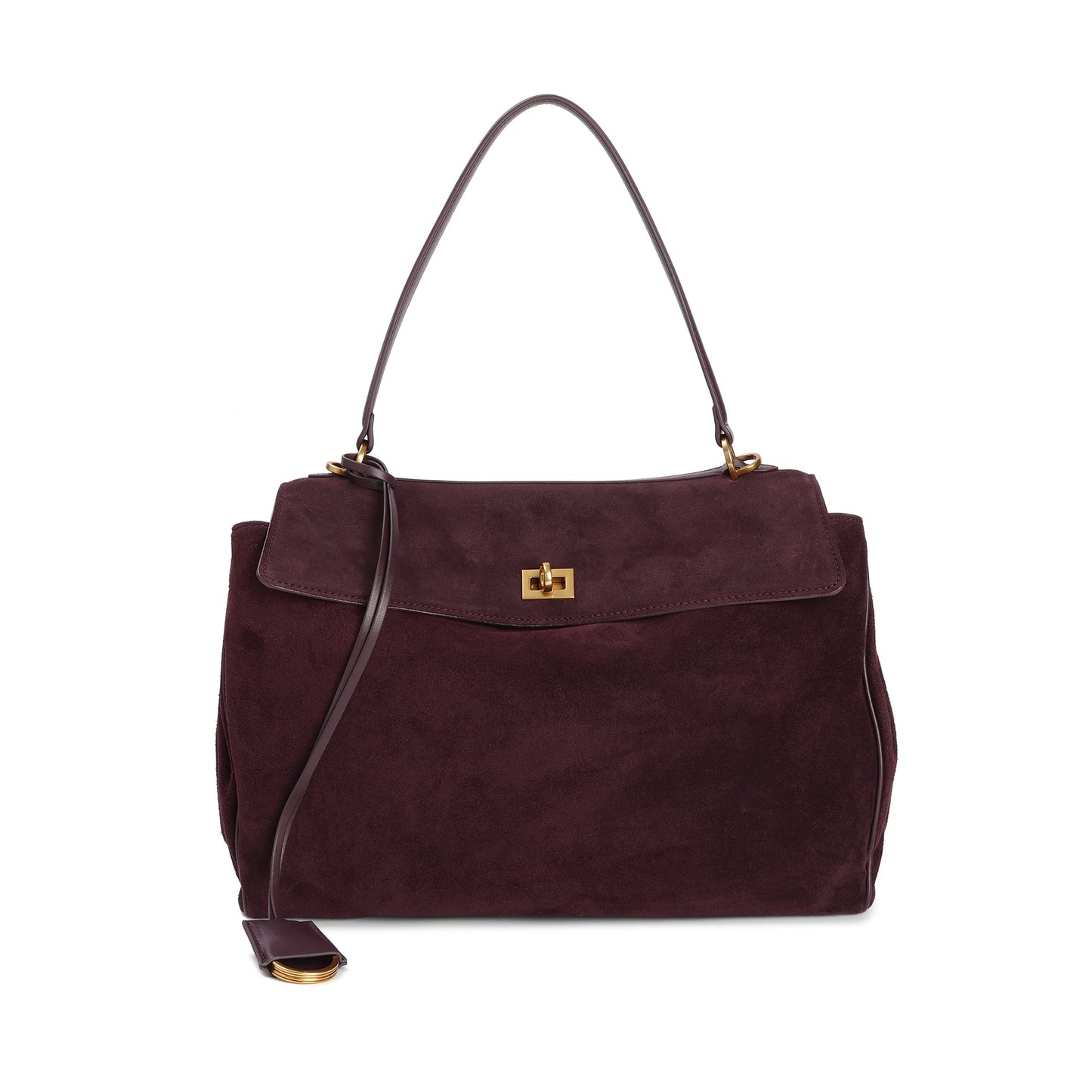 Suede Top-Handle Satchel with Convertible Strap
