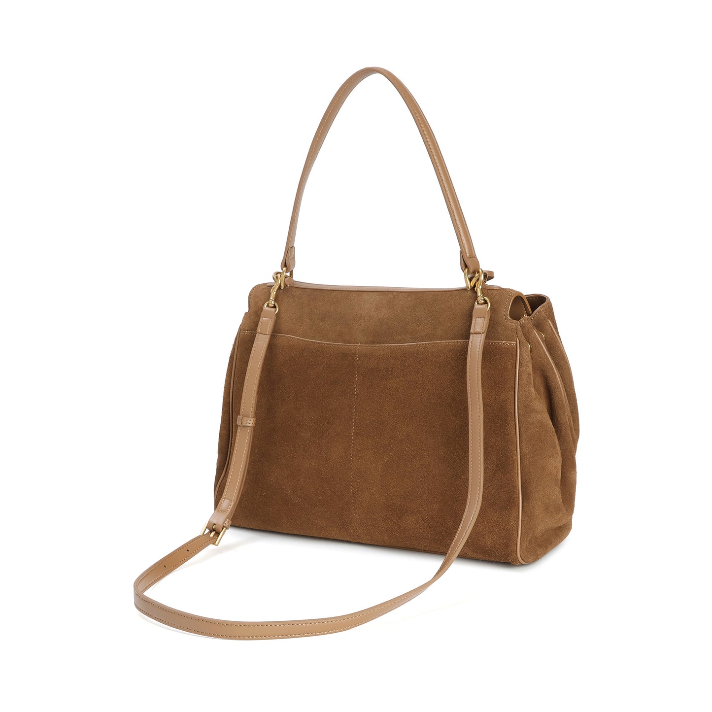 Suede Top-Handle Satchel with Convertible Strap