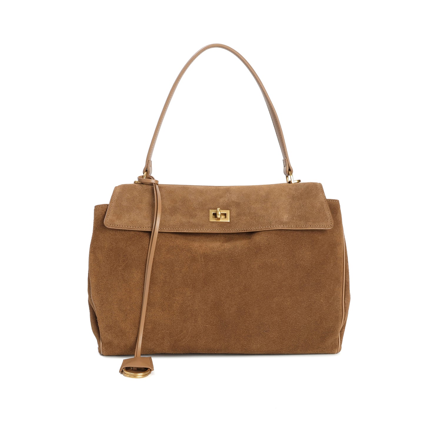 Suede Top-Handle Satchel with Convertible Strap