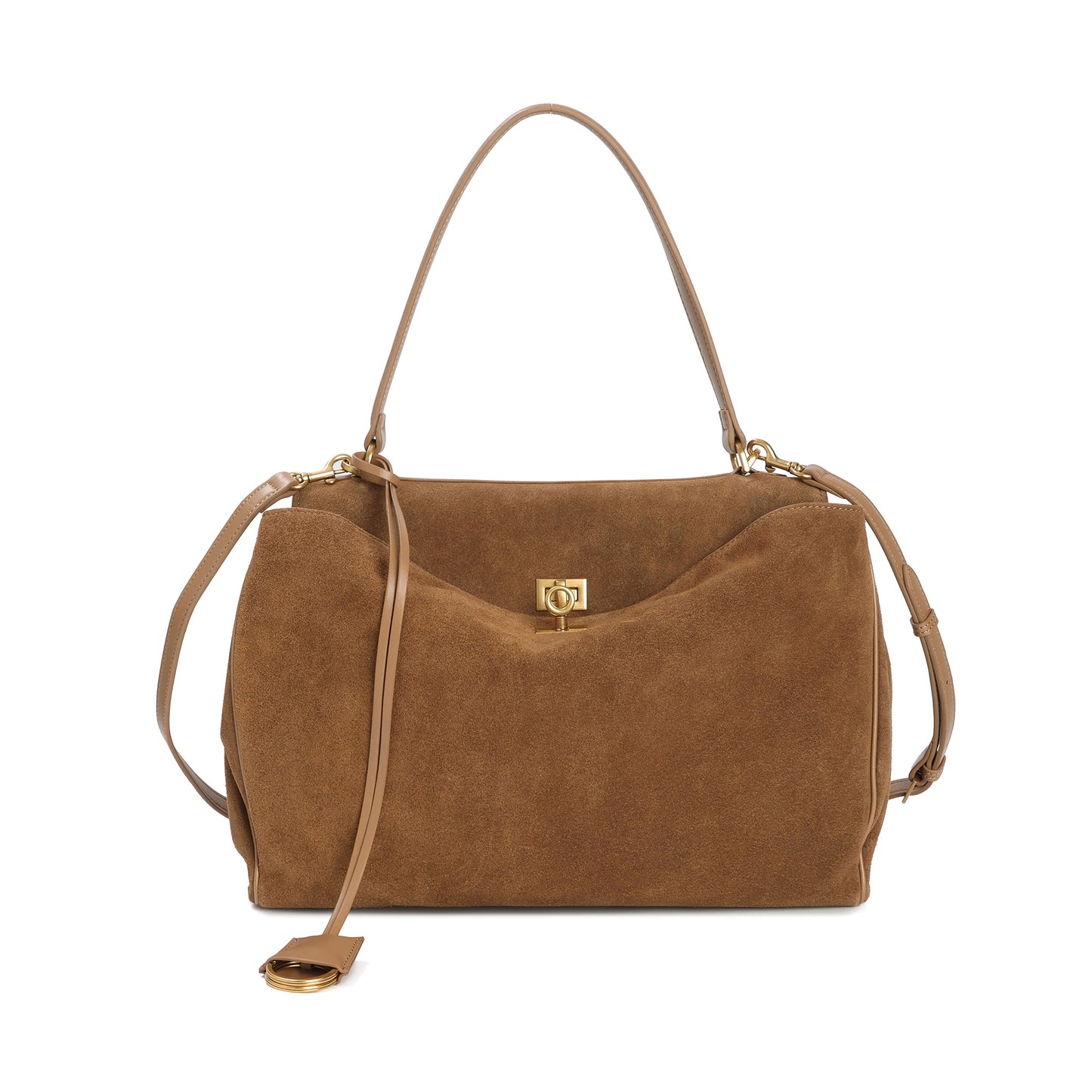 Suede Top-Handle Satchel with Convertible Strap