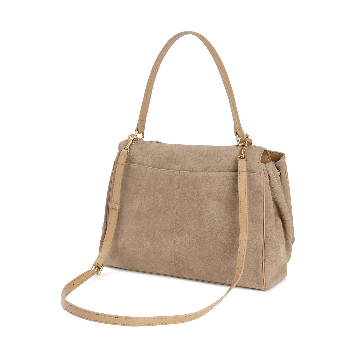Suede Top-Handle Satchel with Convertible Strap