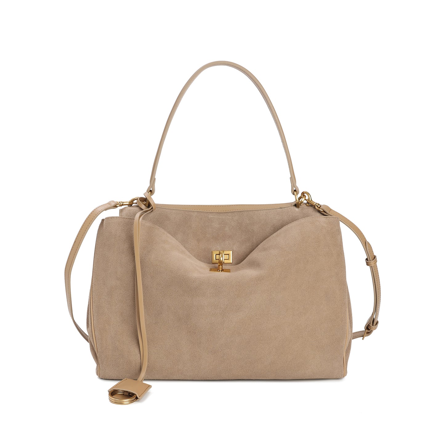 Suede Top-Handle Satchel with Convertible Strap