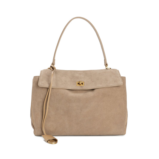 Suede Top-Handle Satchel with Convertible Strap