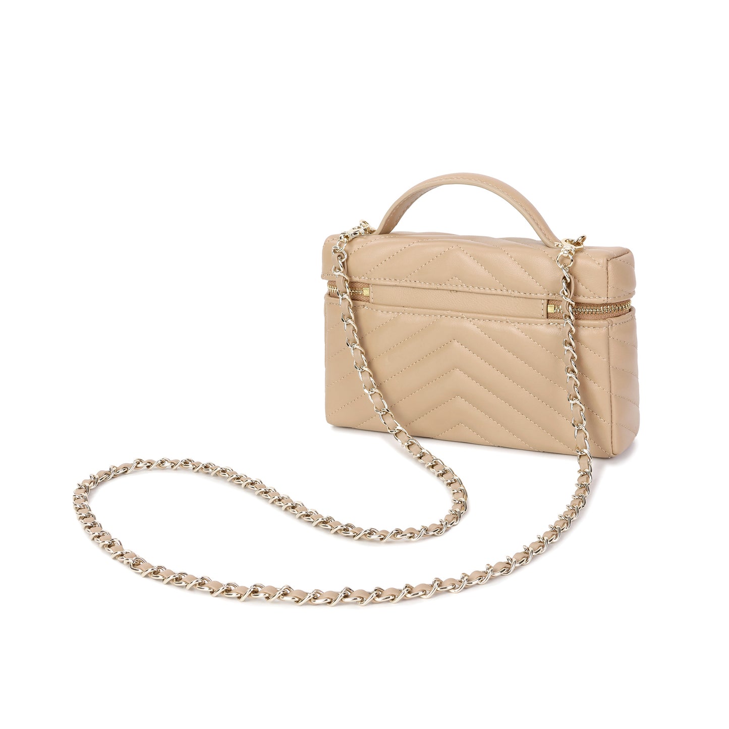 Quilted Leather Vanity Crossbody Bag with Top Handle