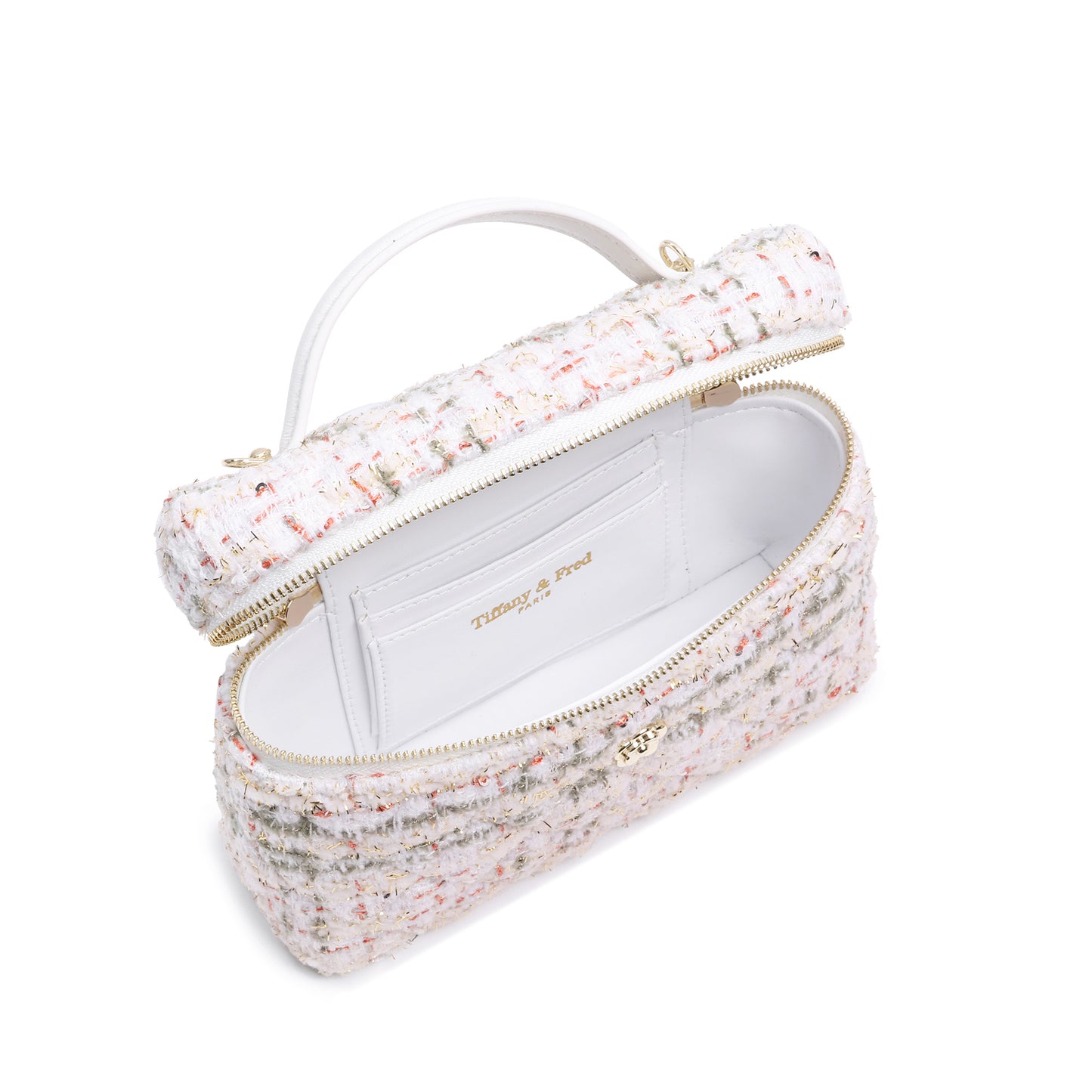 Tweed Mini Top-Handle Bag with Leather Handles & Chain Crossbody Strap