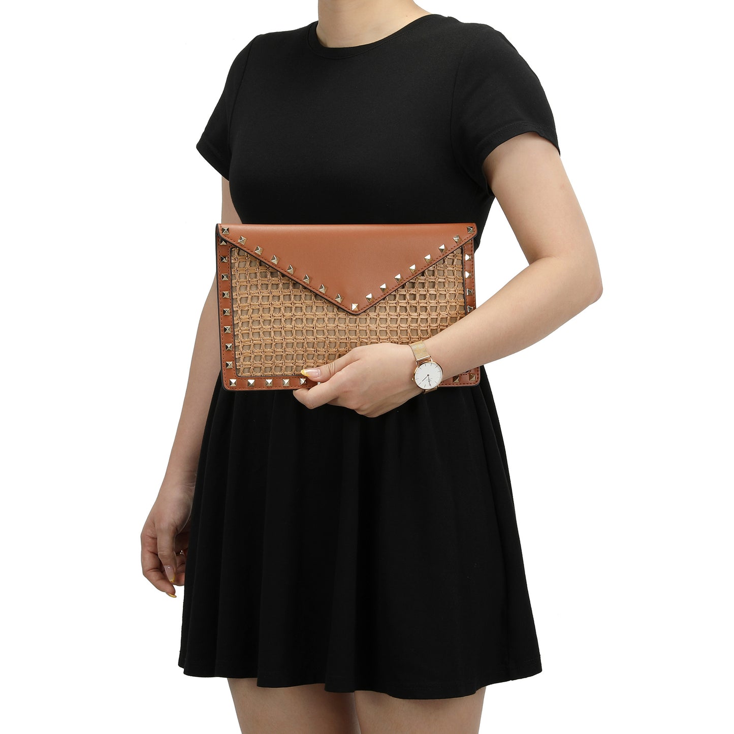 Raffia & Leather Clutch
