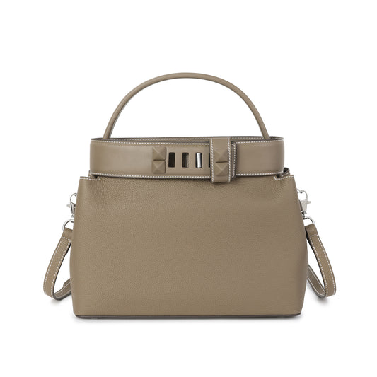 Structured Leather Top Handle Satchel