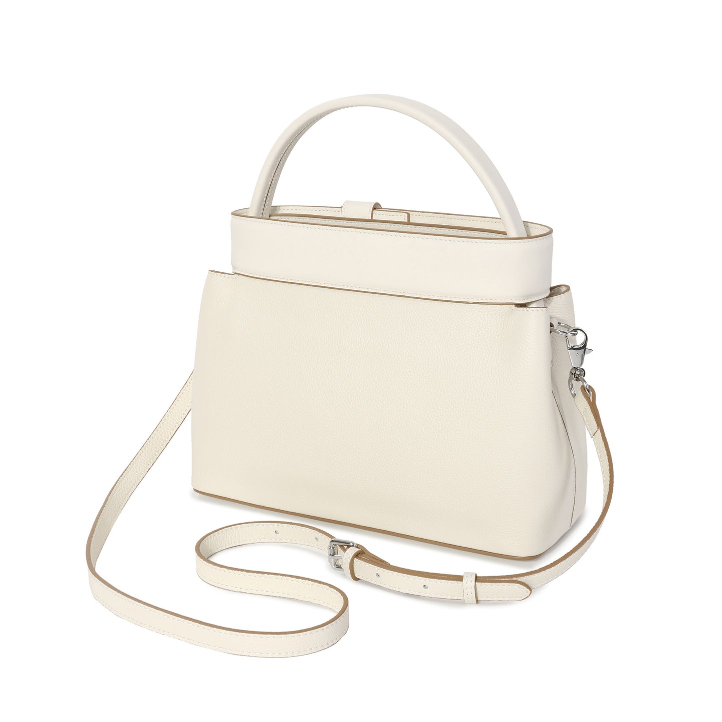 Structured Leather Top Handle Satchel