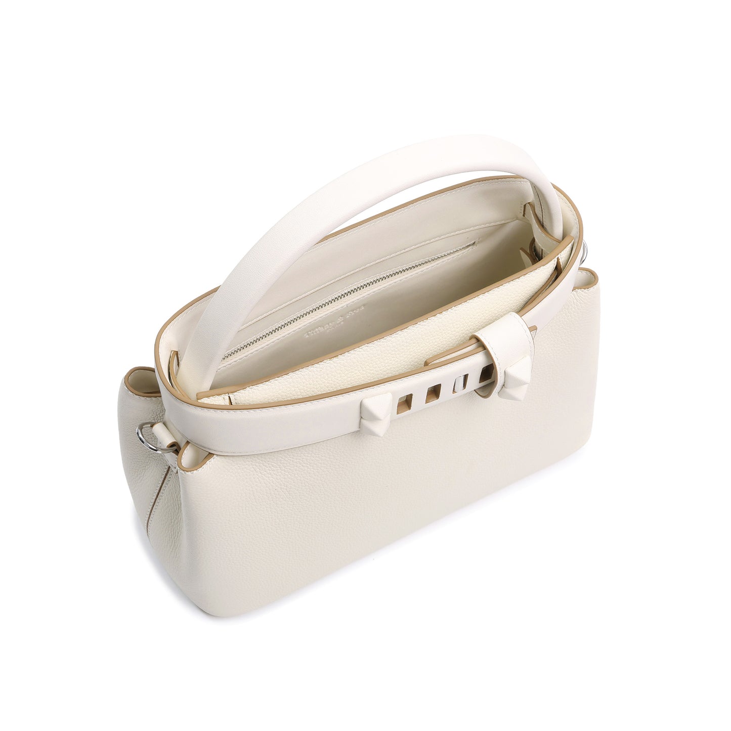 Structured Leather Top Handle Satchel