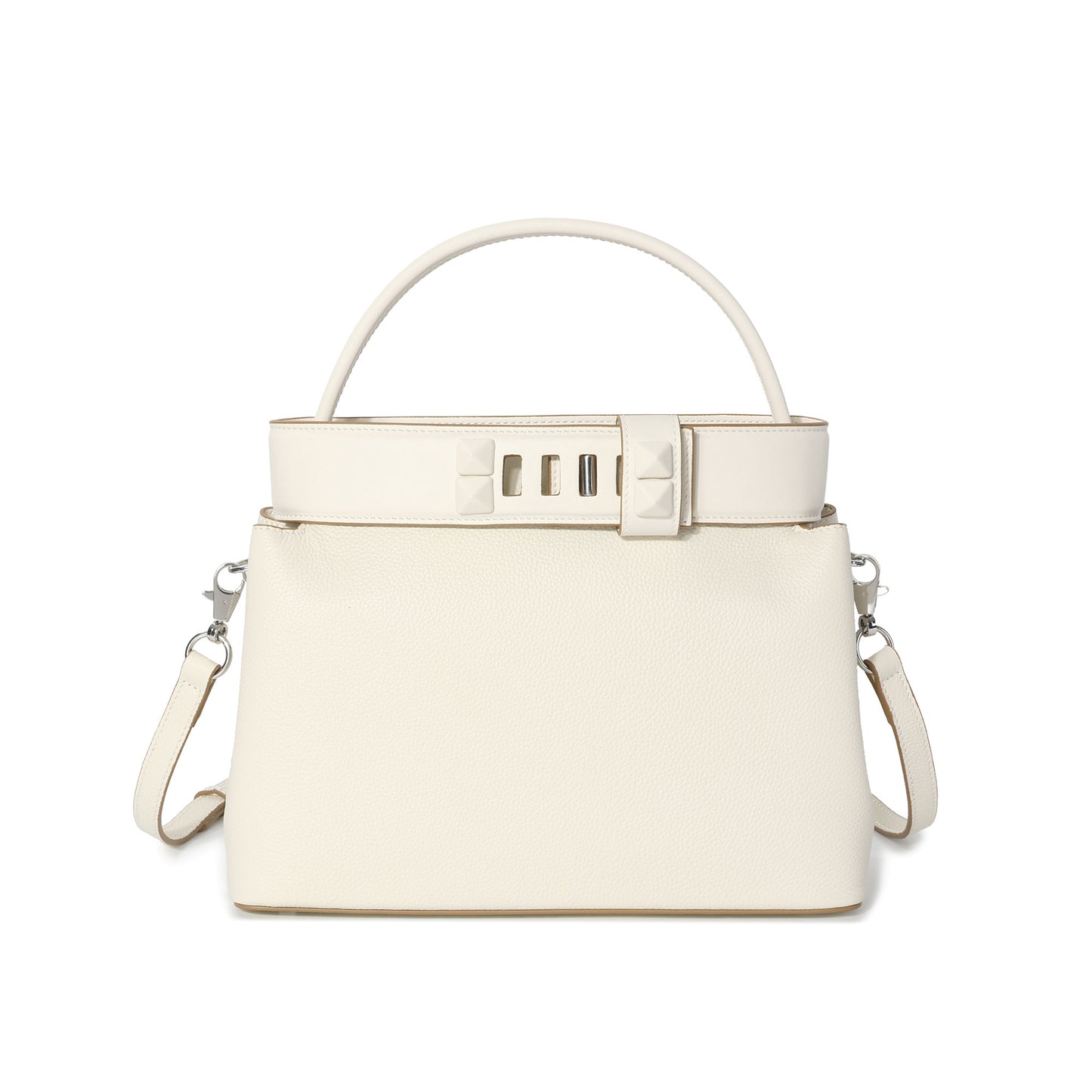 Structured Leather Top Handle Satchel