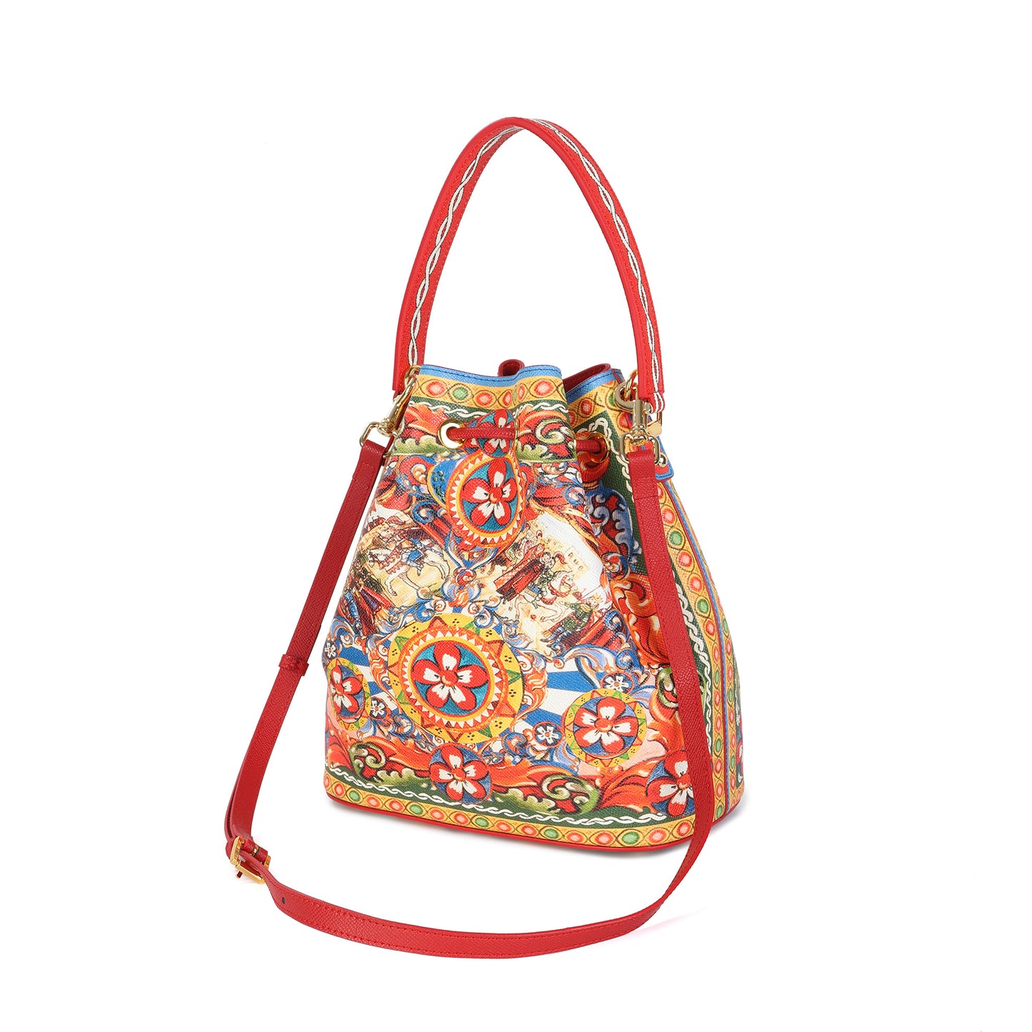 Saffiano Leather Painted Leather Buckle Bag