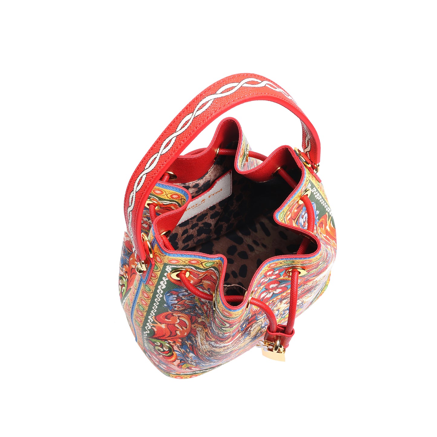 Saffiano Leather Painted Leather Buckle Bag