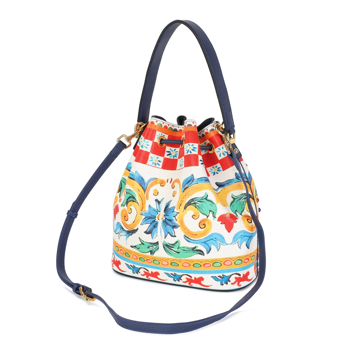 Saffiano Leather Painted Leather Buckle Bag