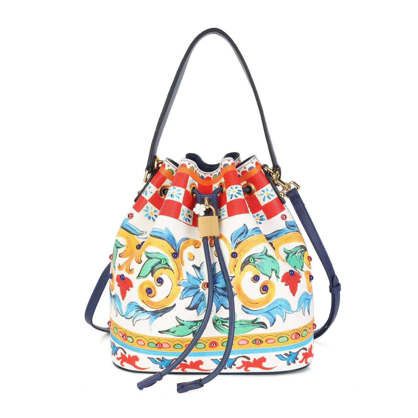 Saffiano Leather Painted Leather Buckle Bag
