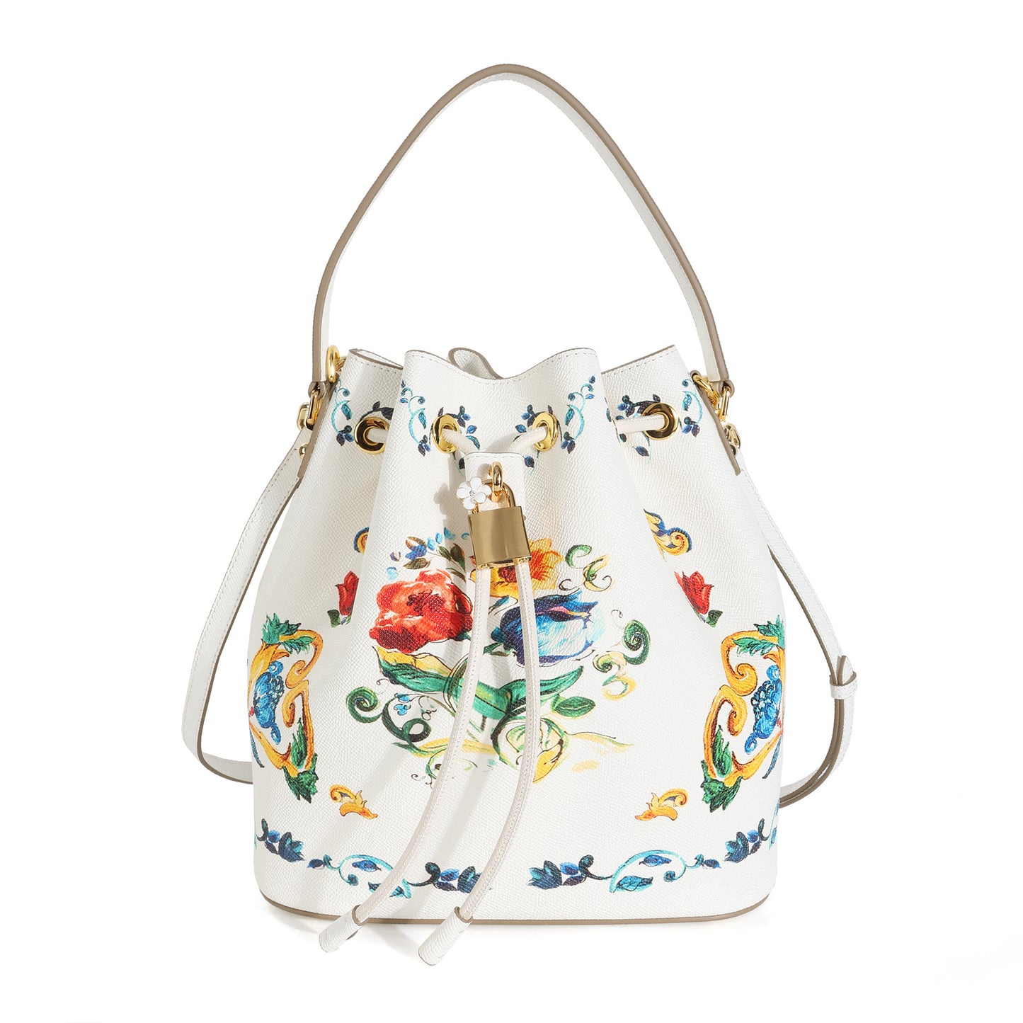 Saffiano Leather Painted Leather Buckle Bag