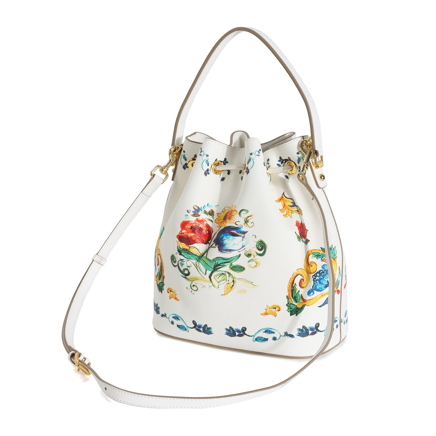 Saffiano Leather Painted Leather Buckle Bag