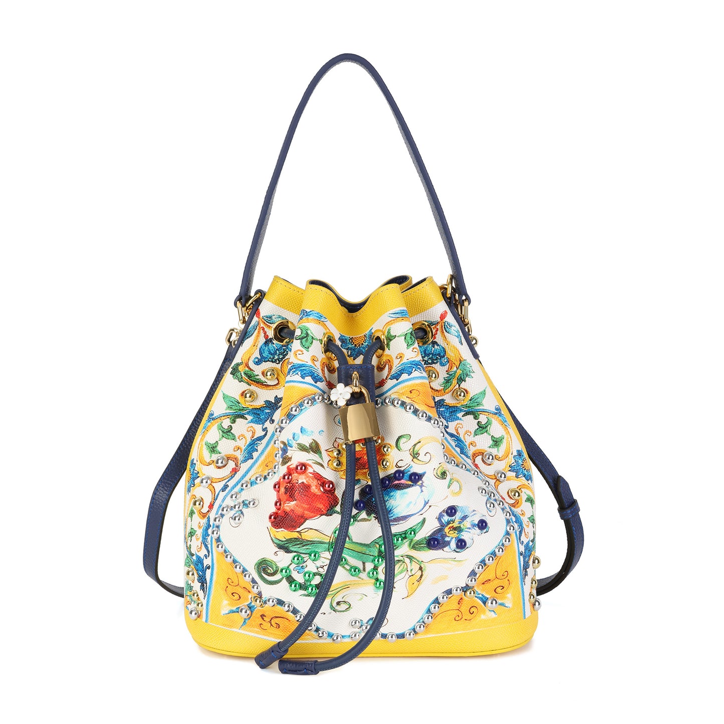 Saffiano Leather Painted Leather Buckle Bag
