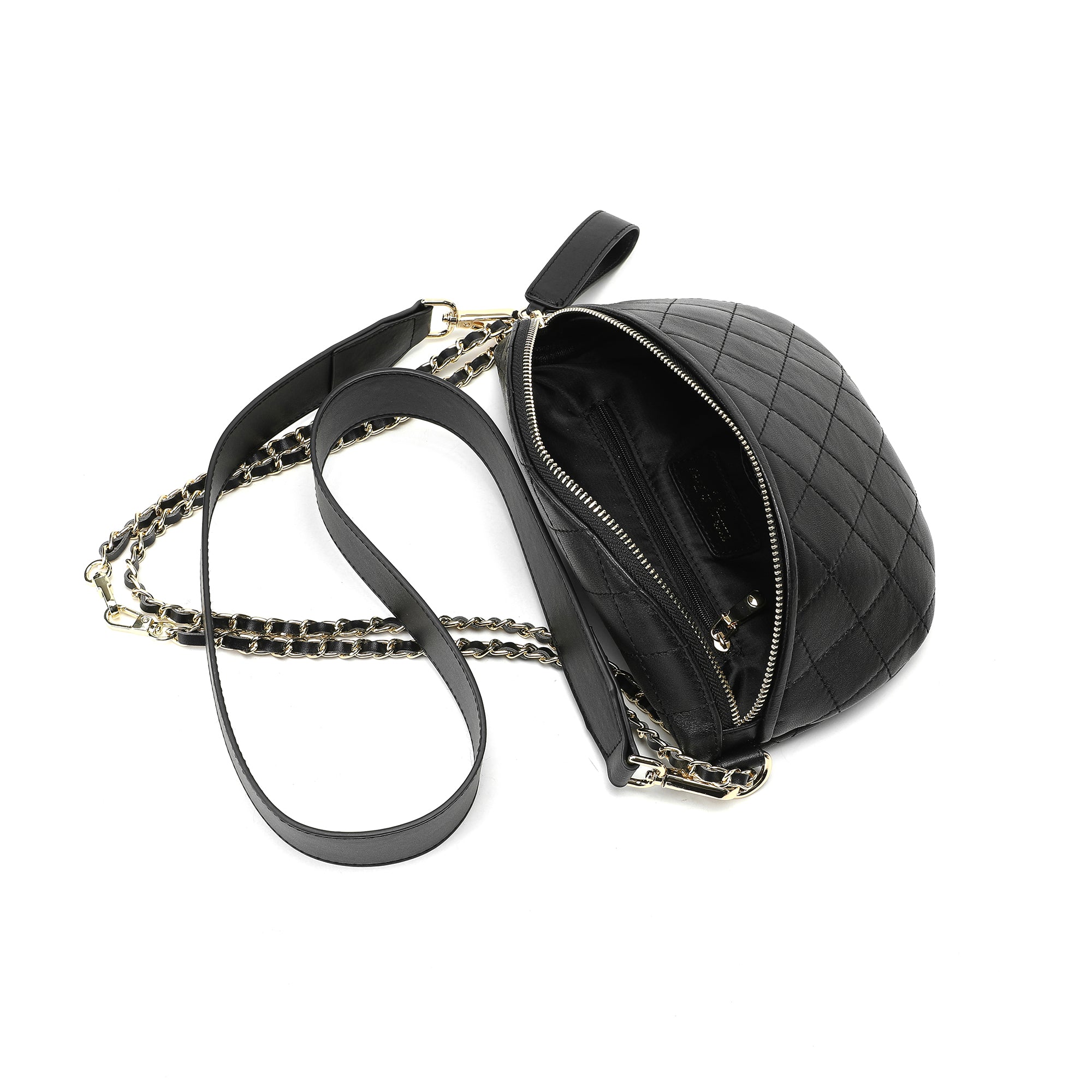 Black fanny pack shops with chain