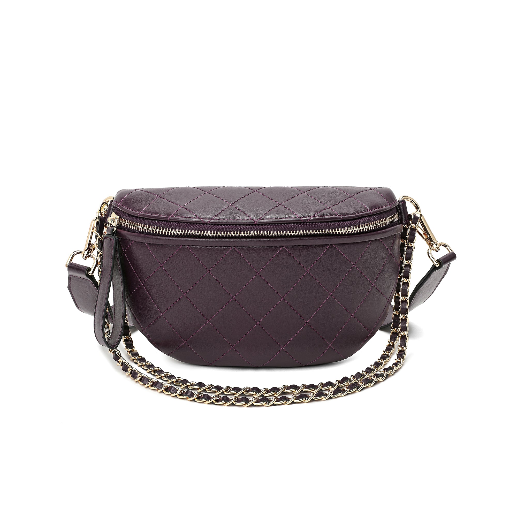 Leather chain fanny pack best sale