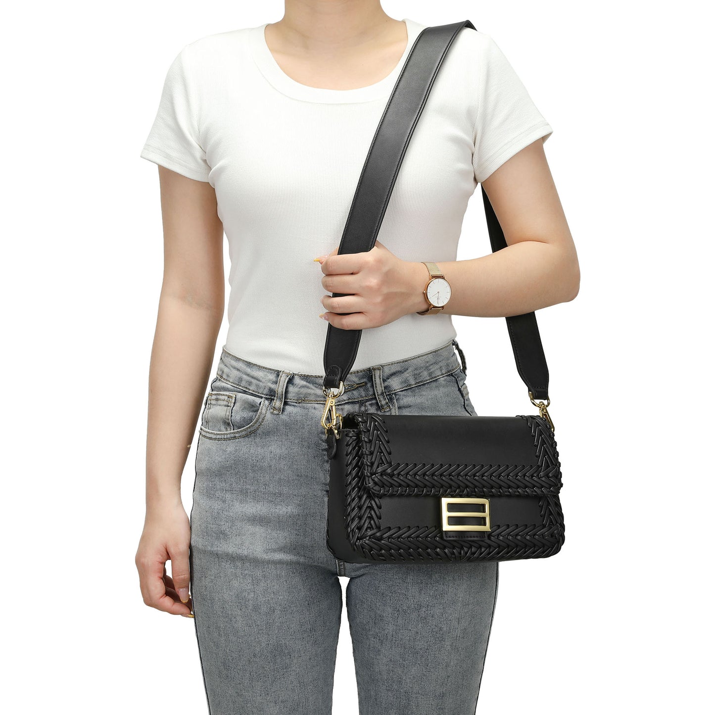 Italian Leather Handwoven Shoulder Bag