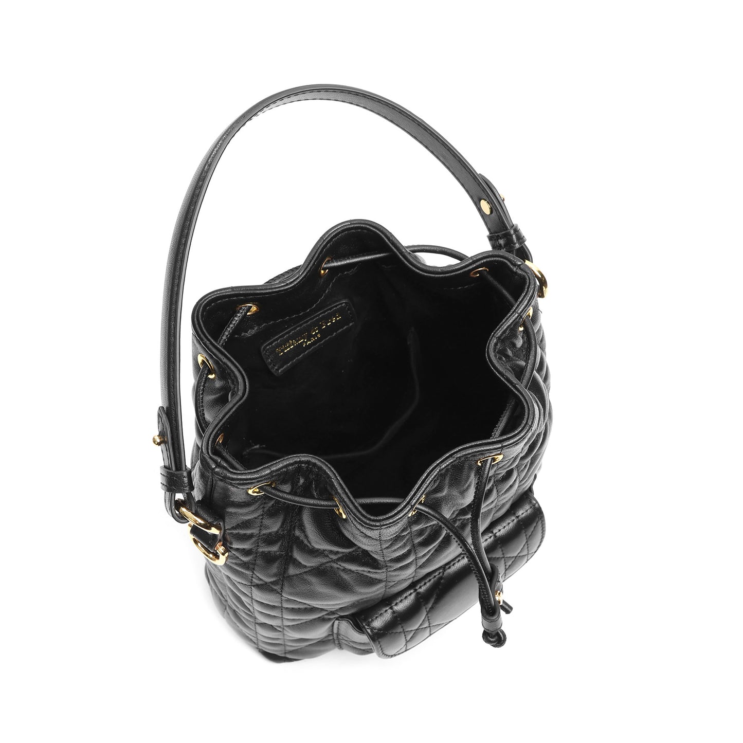 Quilted Leather Drawstring Bucket Bag