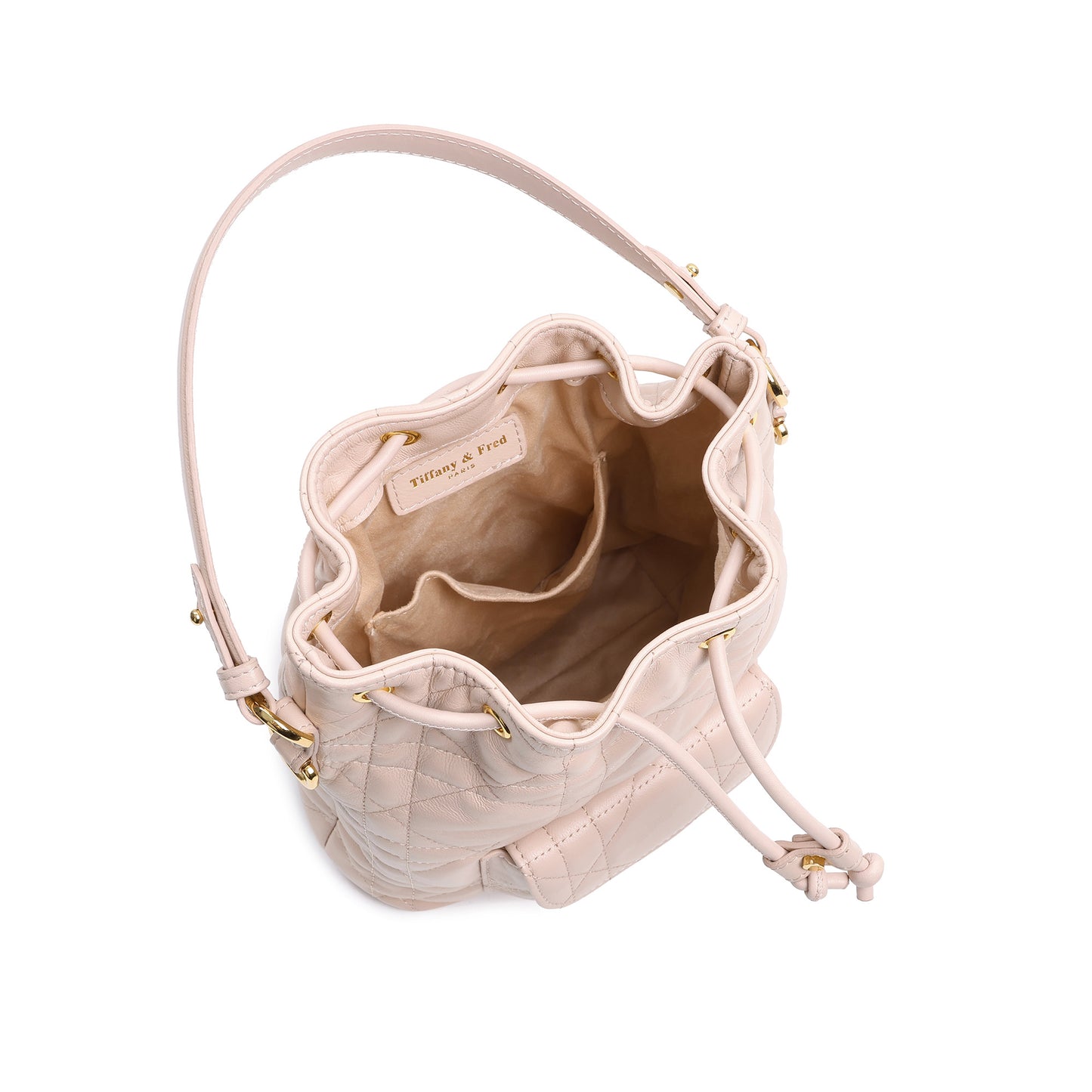 Quilted Leather Drawstring Bucket Bag