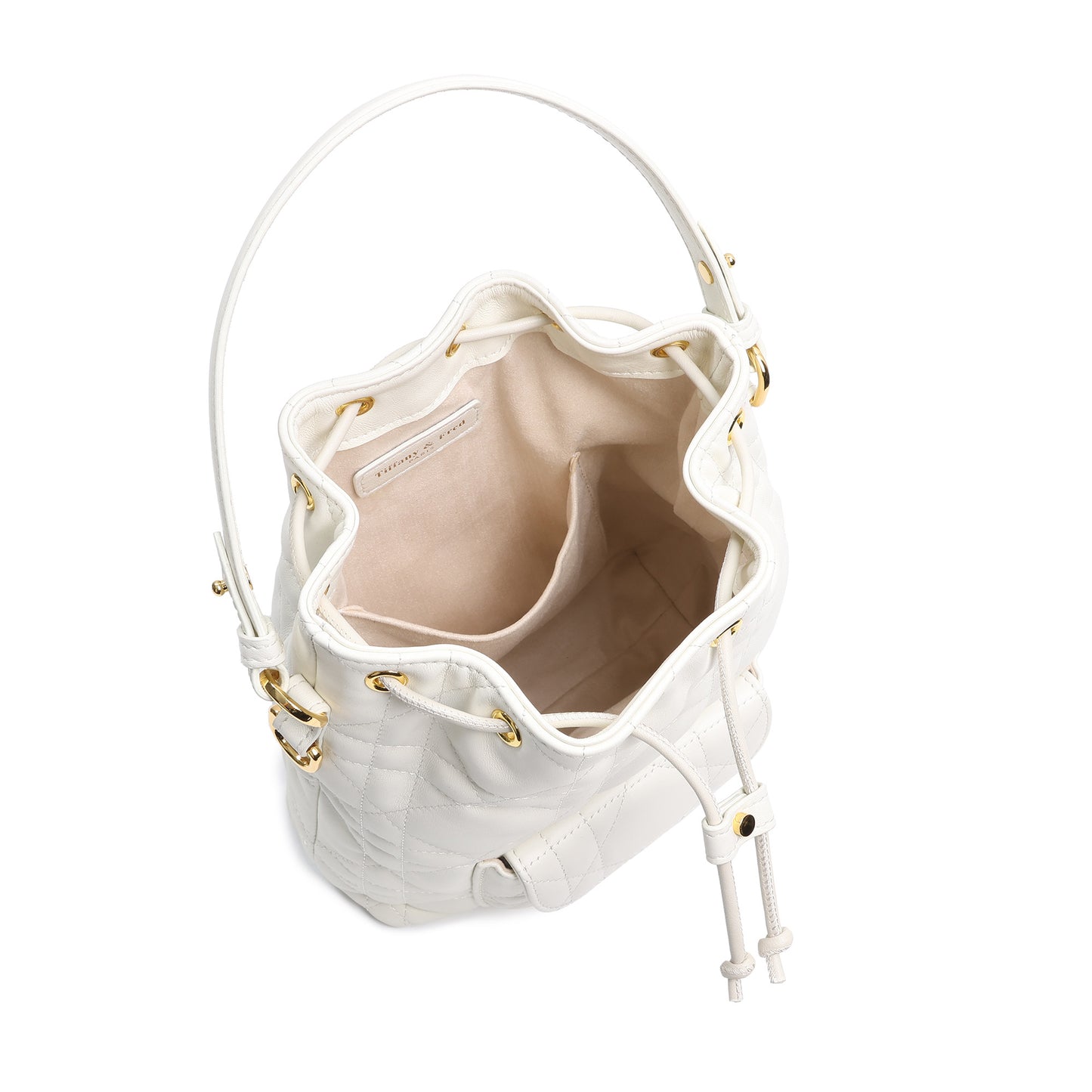 Quilted Leather Drawstring Bucket Bag