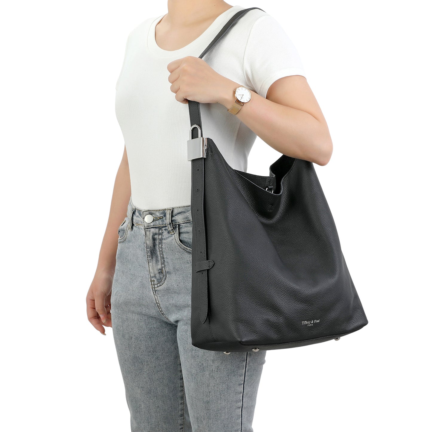 Pebbled Leather Slouch Shoulder Bag
