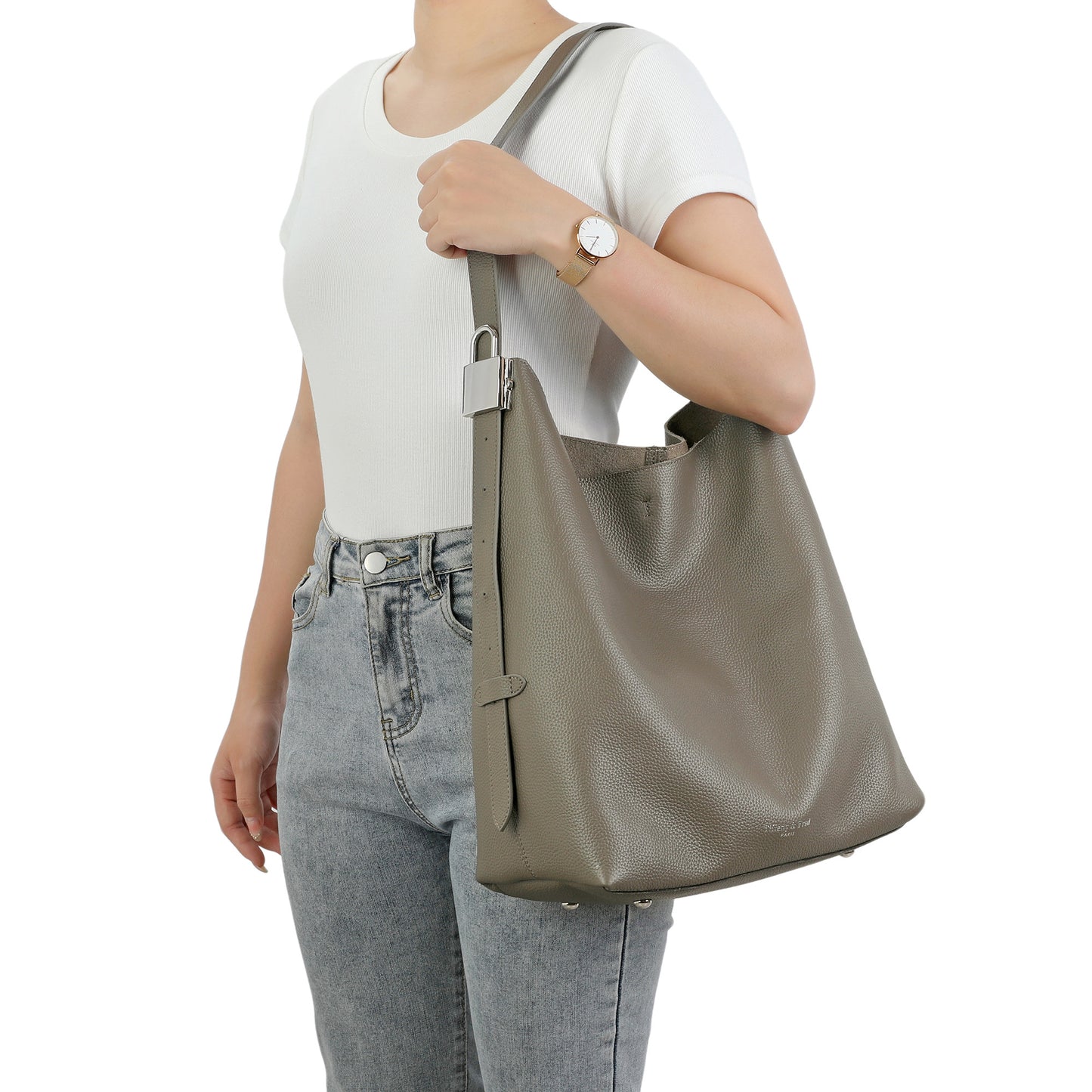 Pebbled Leather Slouch Shoulder Bag