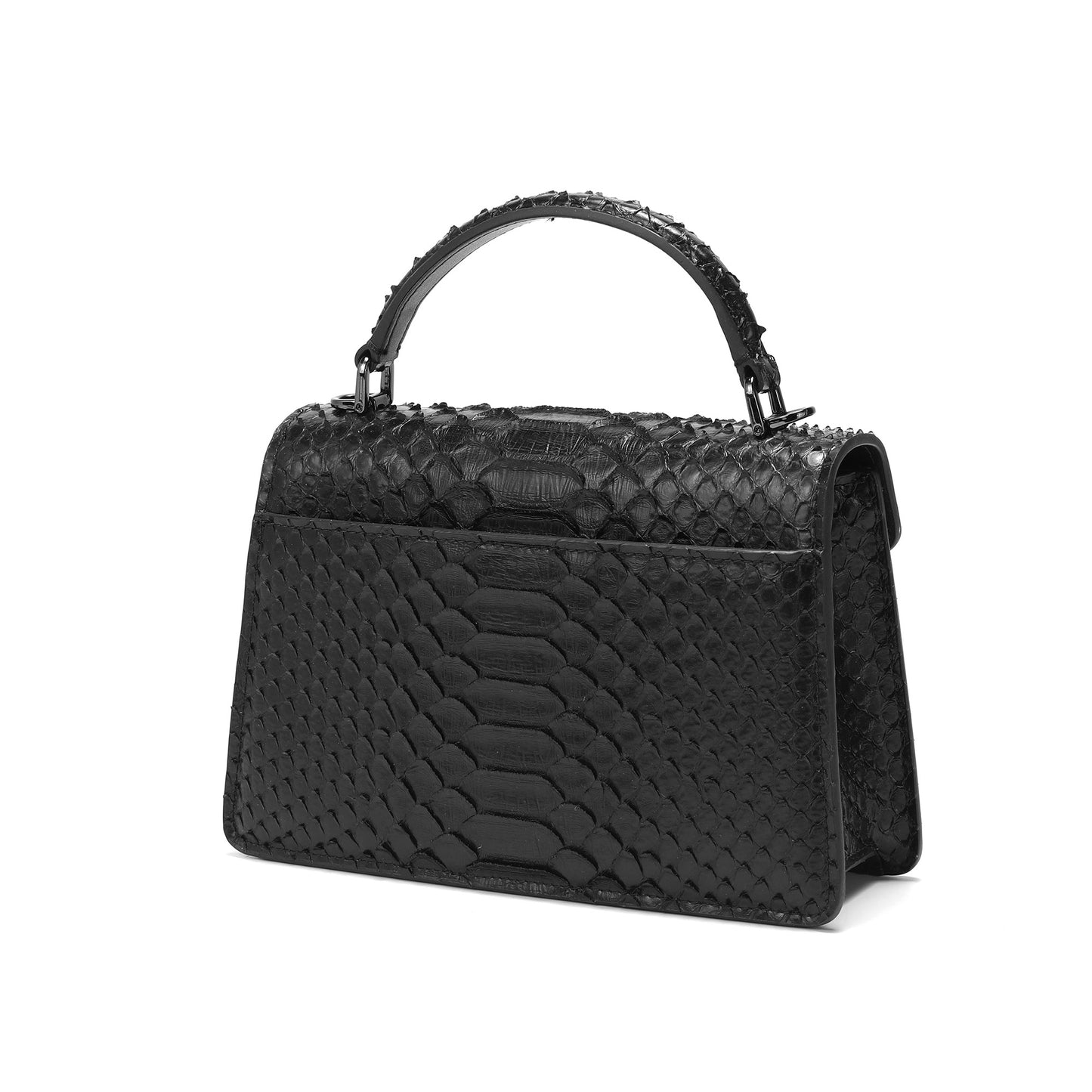Embossed Leather Top Handle Crossbody Bag with Serpent Clasp