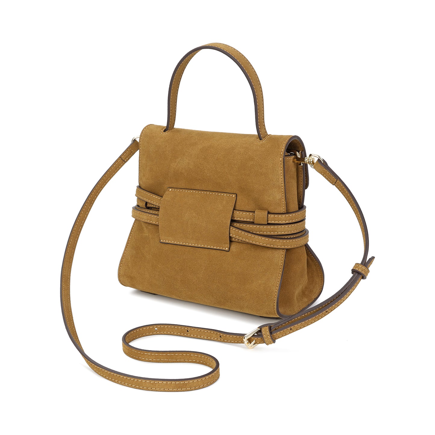 Luxury Suede Leather Convertible Crossbody Satchel