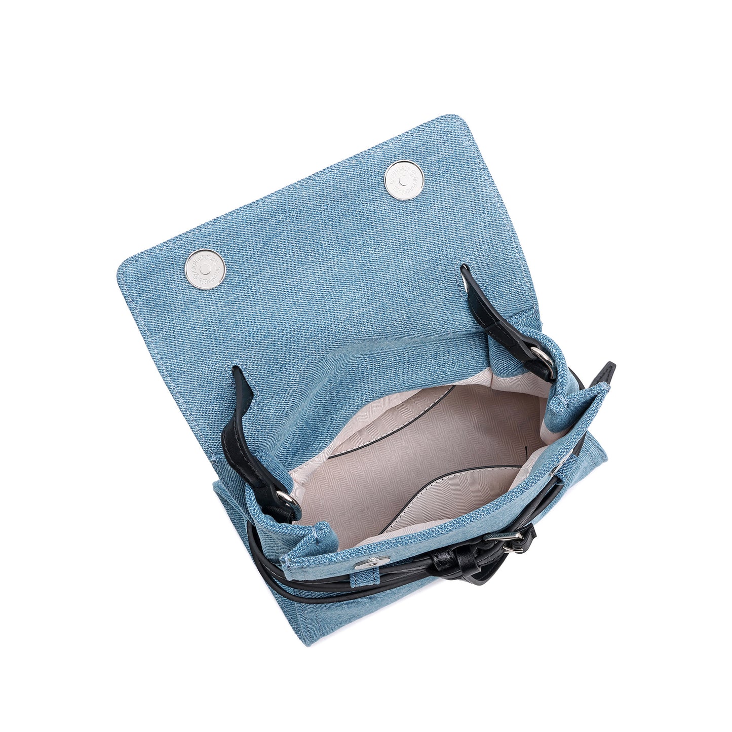 Denim & Leather Belted Mini Satchel Crossbody
