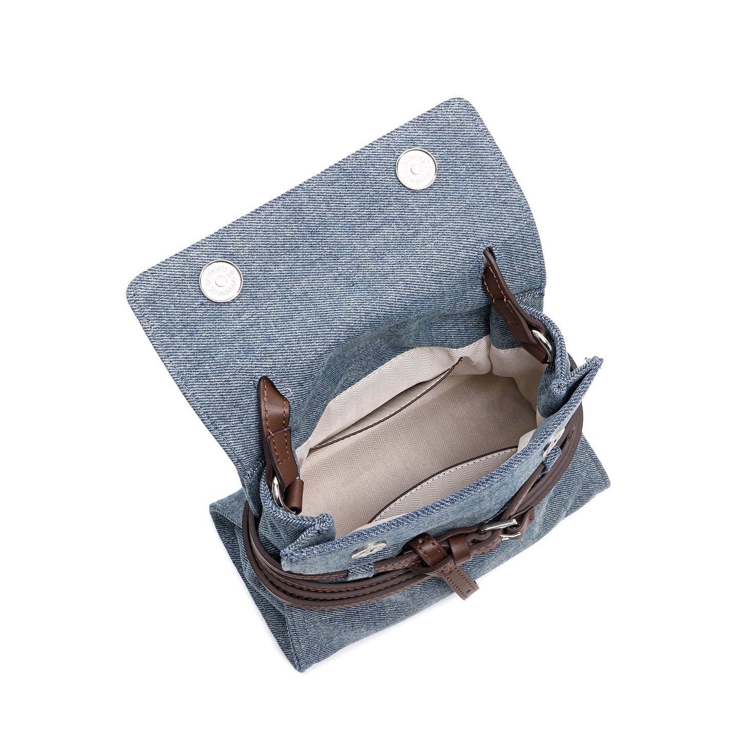 Denim & Leather Belted Mini Satchel Crossbody