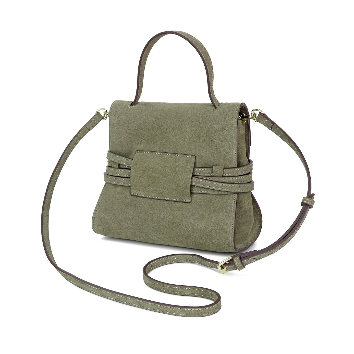 Luxury Suede Leather Convertible Crossbody Satchel