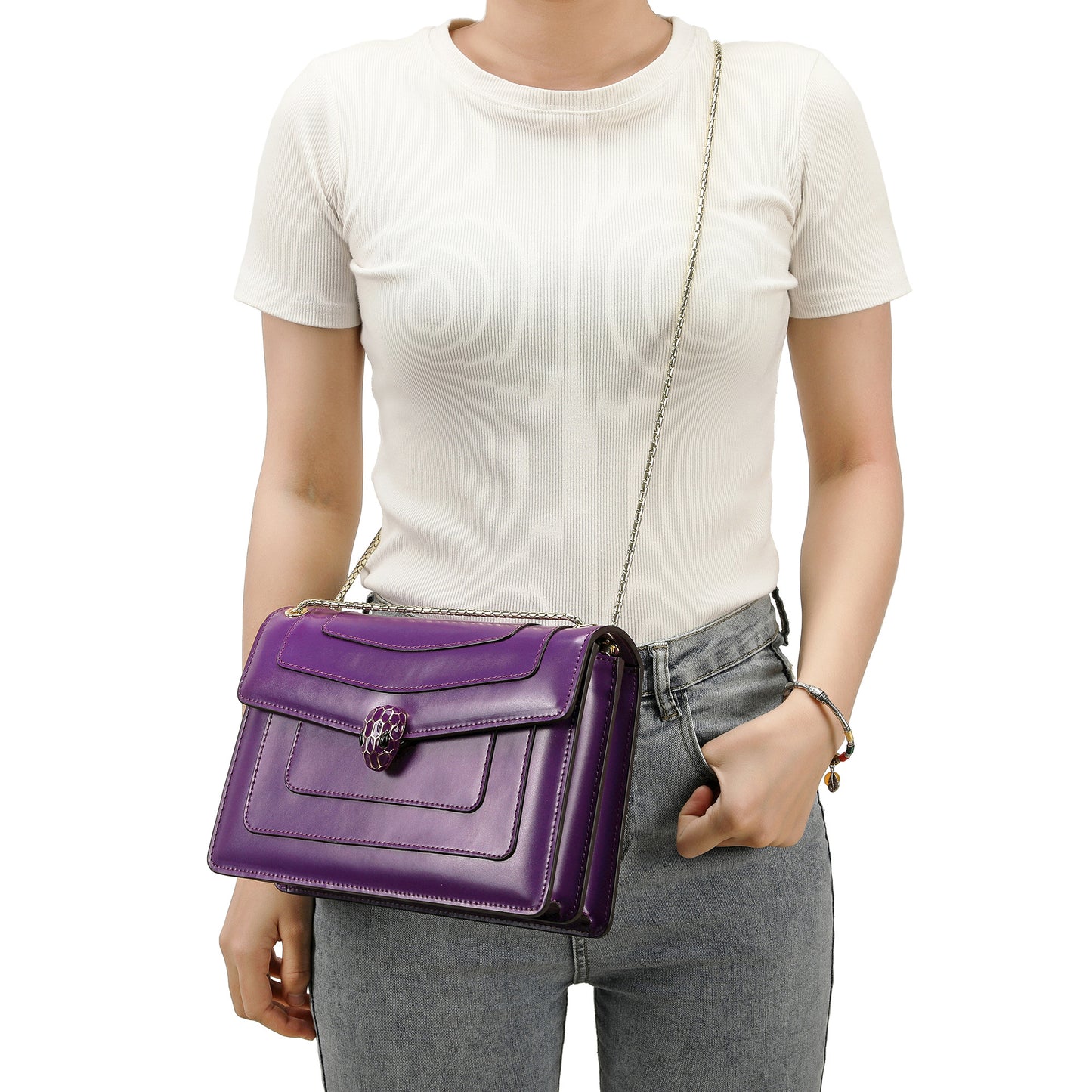 Tiffany & Fred Smooth Leather Foldover Crossbody/Shoulder Bag