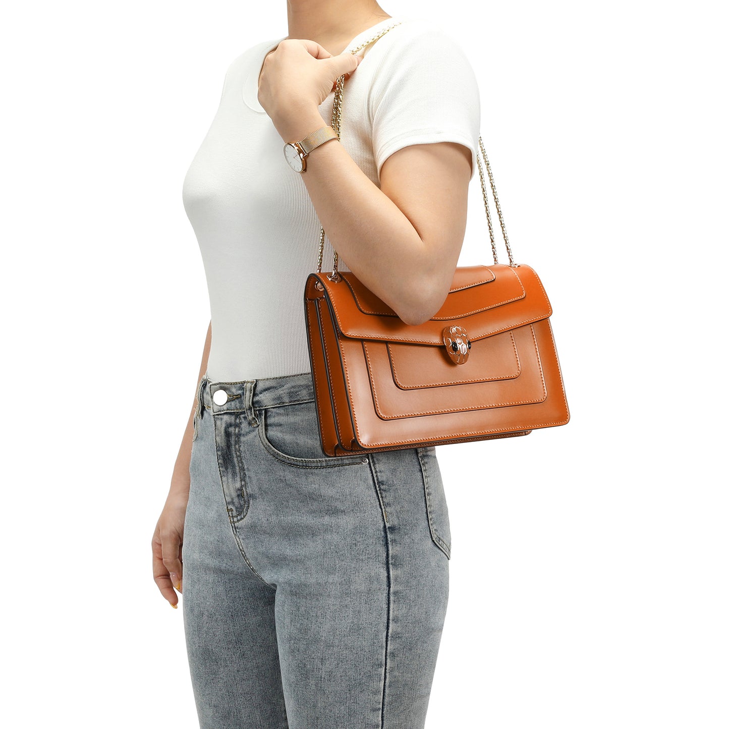 Tiffany & Fred Smooth Leather Foldover Crossbody/Shoulder Bag