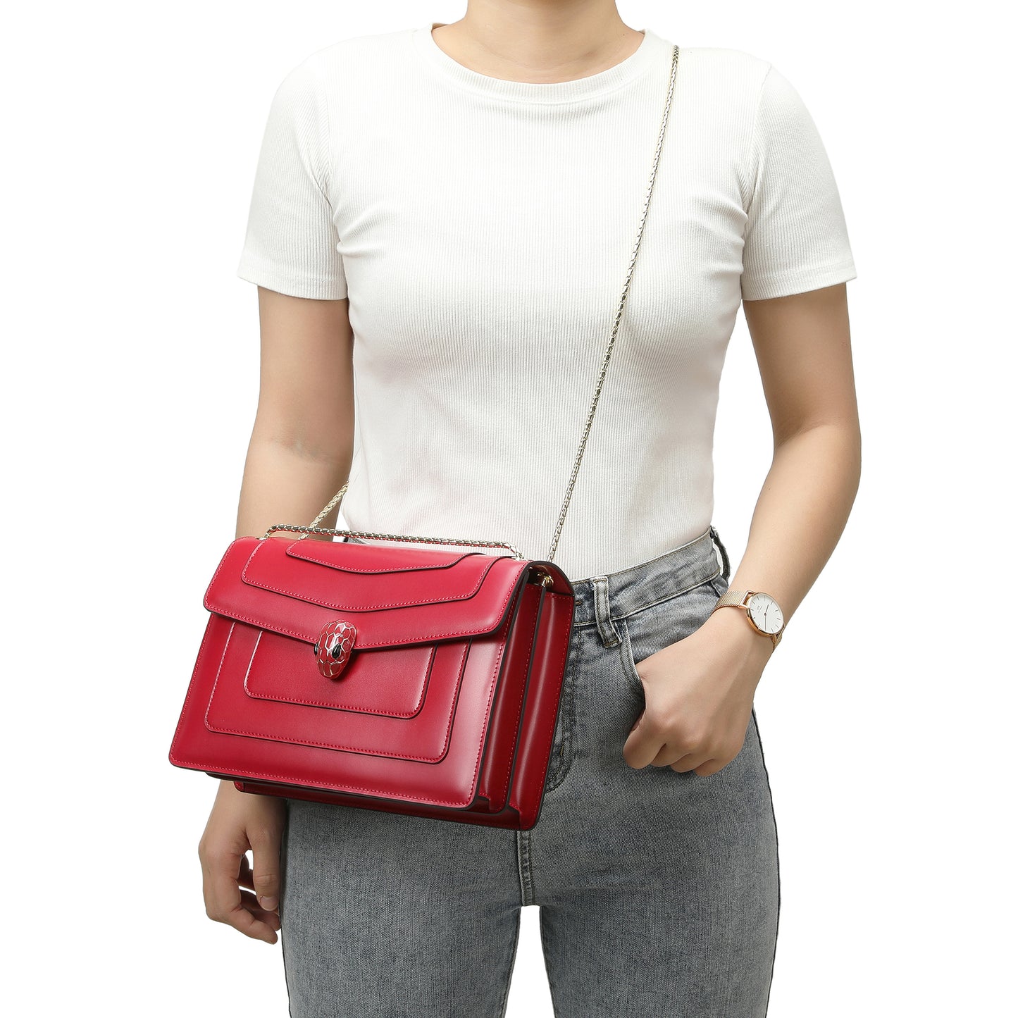 Tiffany & Fred Smooth Leather Foldover Crossbody/Shoulder Bag