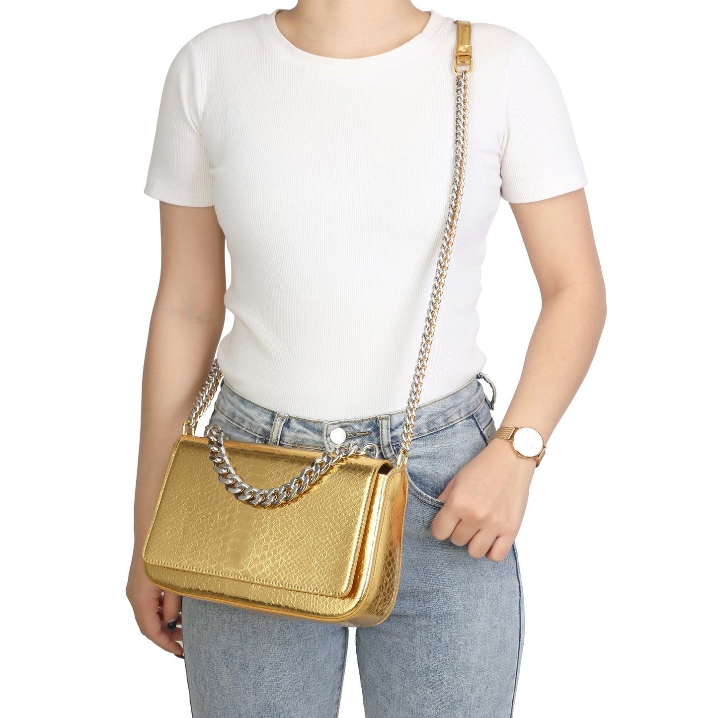 Gold Luxe Evening or Day Chain Bag