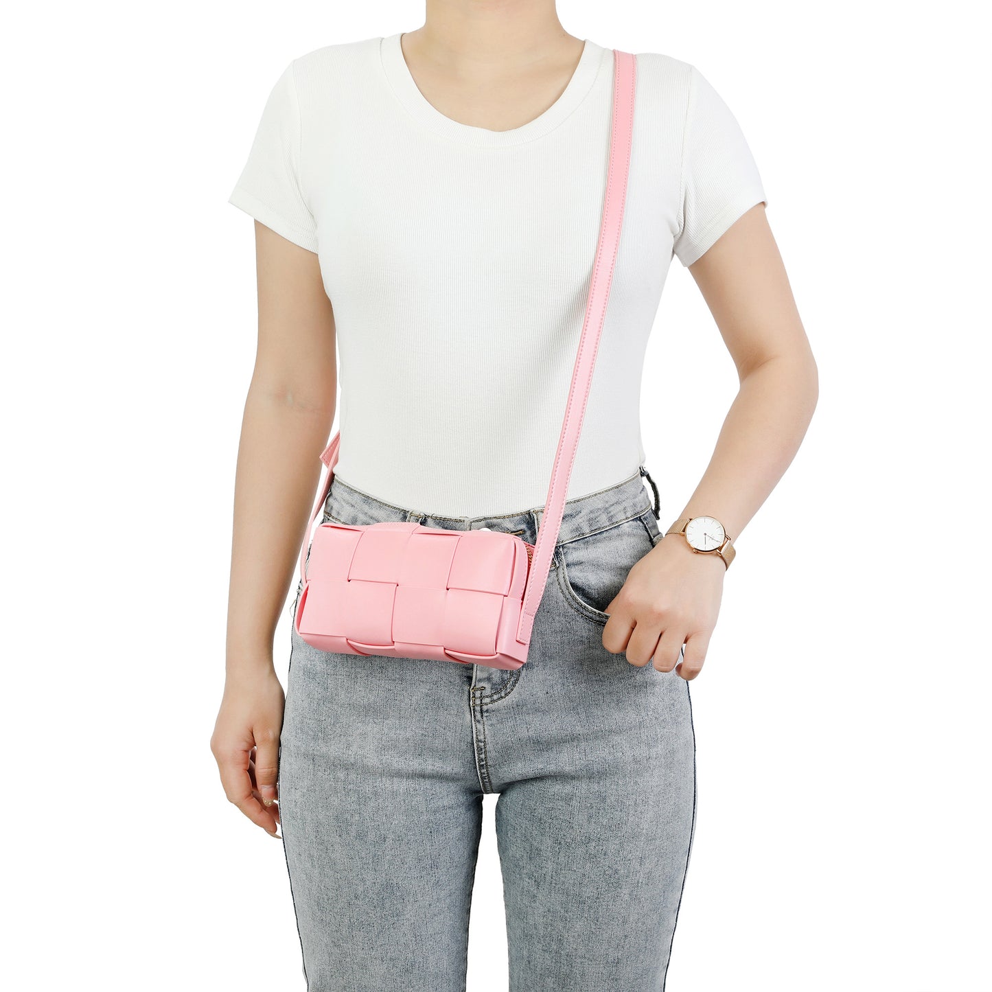 Woven Leather Mini Crossbody Bag