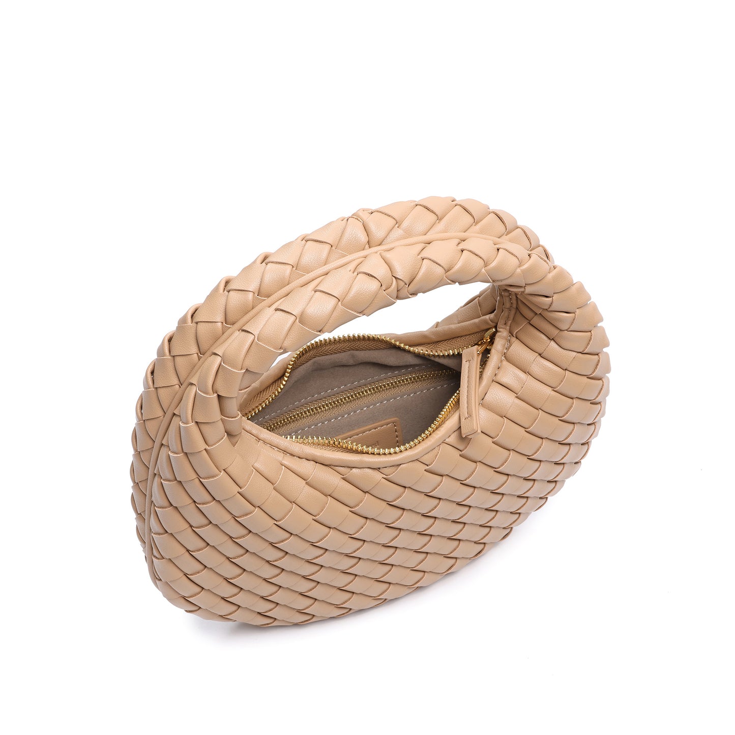 Hand-Woven Leather Mini Hobo Bag