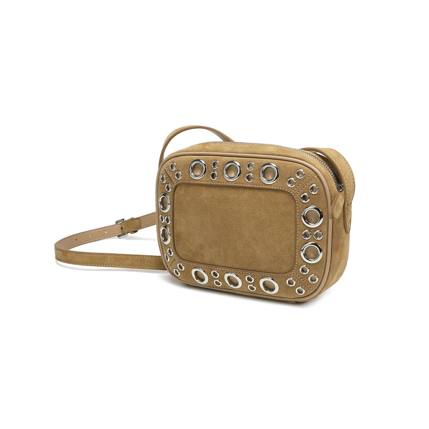 Suede Leather Studded Crossbody Bag