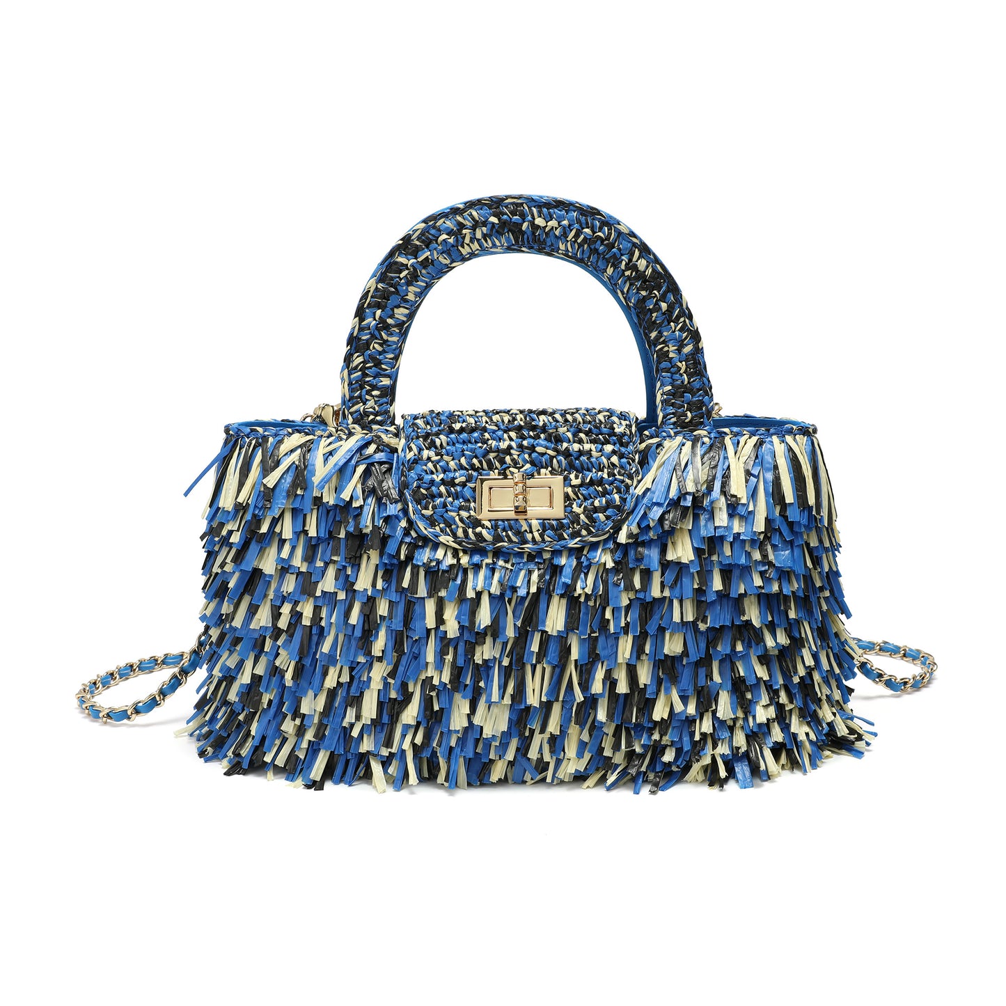 Tassel Weaving Raffia Top Handle Crossbody Bag