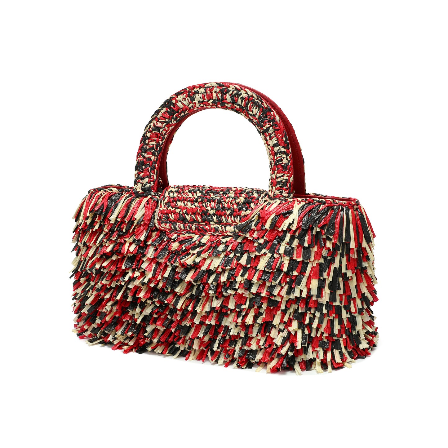 Tassel Weaving Raffia Top Handle Crossbody Bag