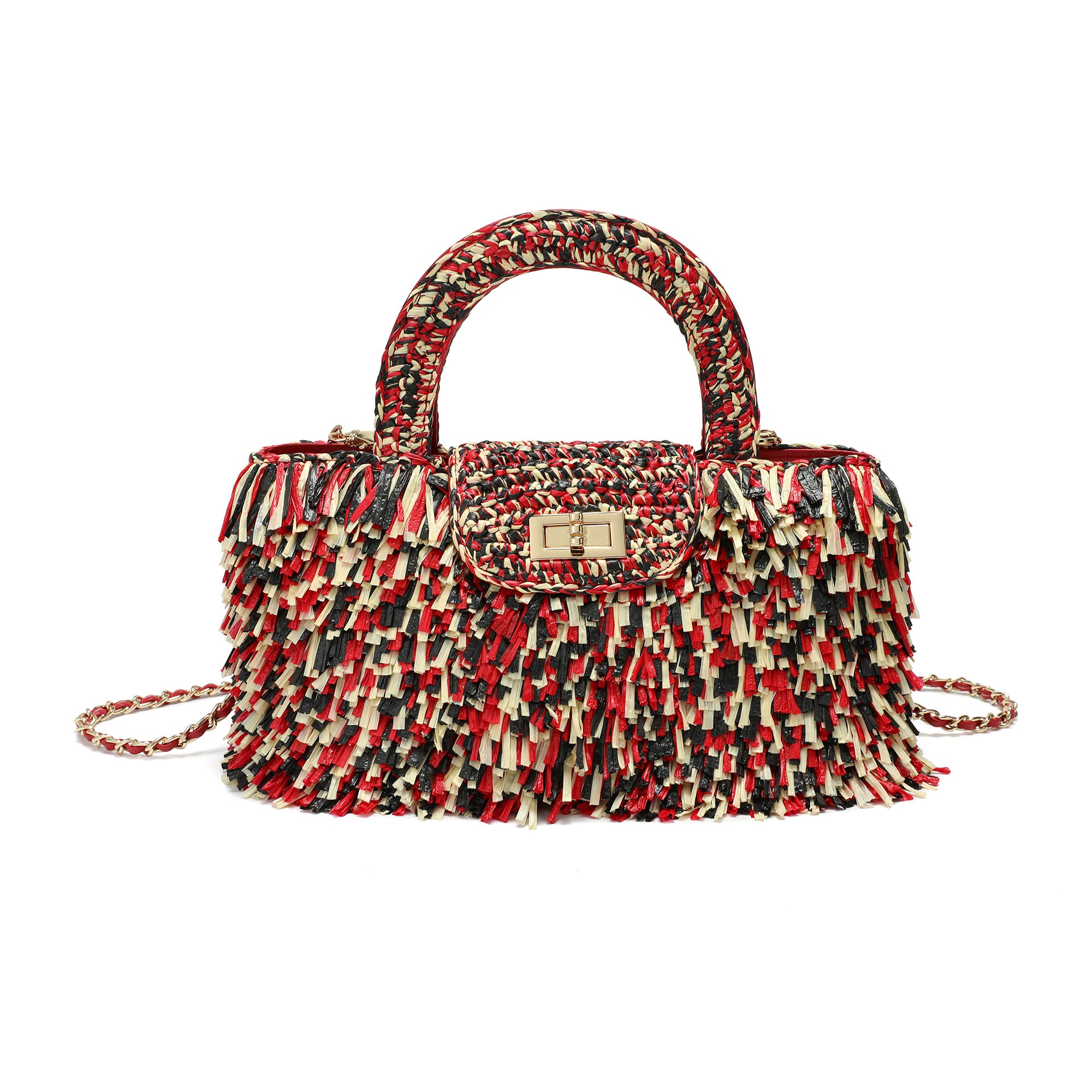 Tassel Weaving Raffia Top Handle Crossbody Bag – Tiffany & Fred Paris