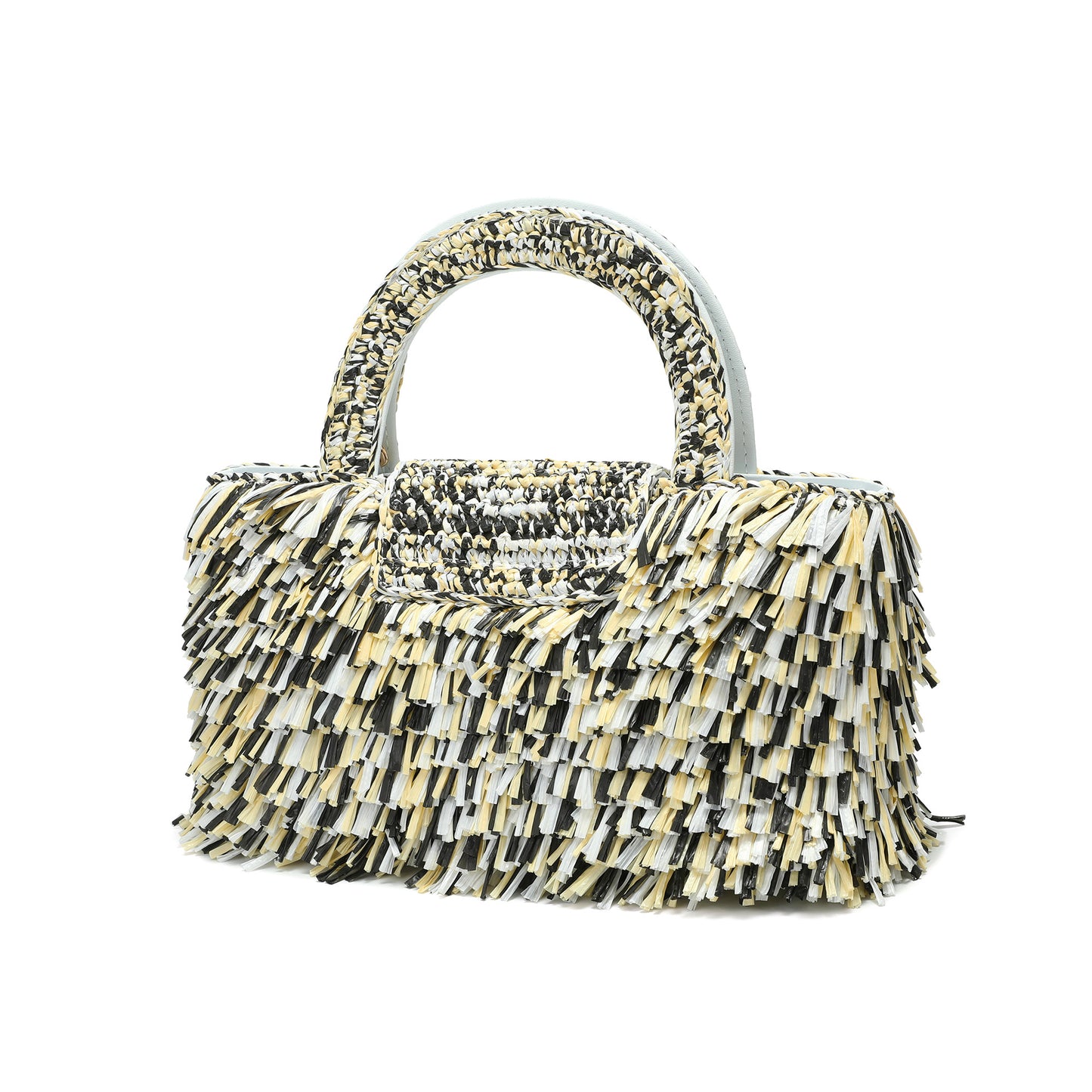 Tassel Weaving Raffia Top Handle Crossbody Bag