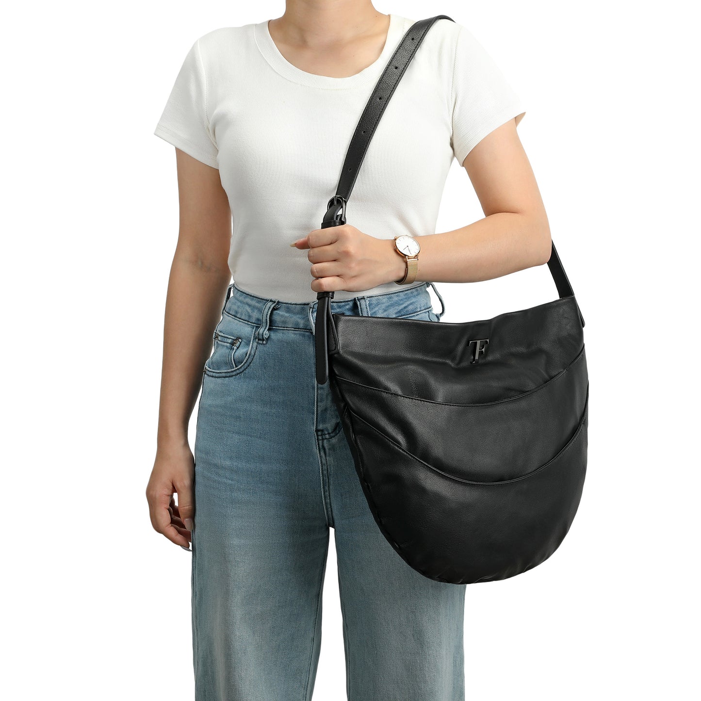 The Paris Slouchy Leather Pocket Hobo Bag