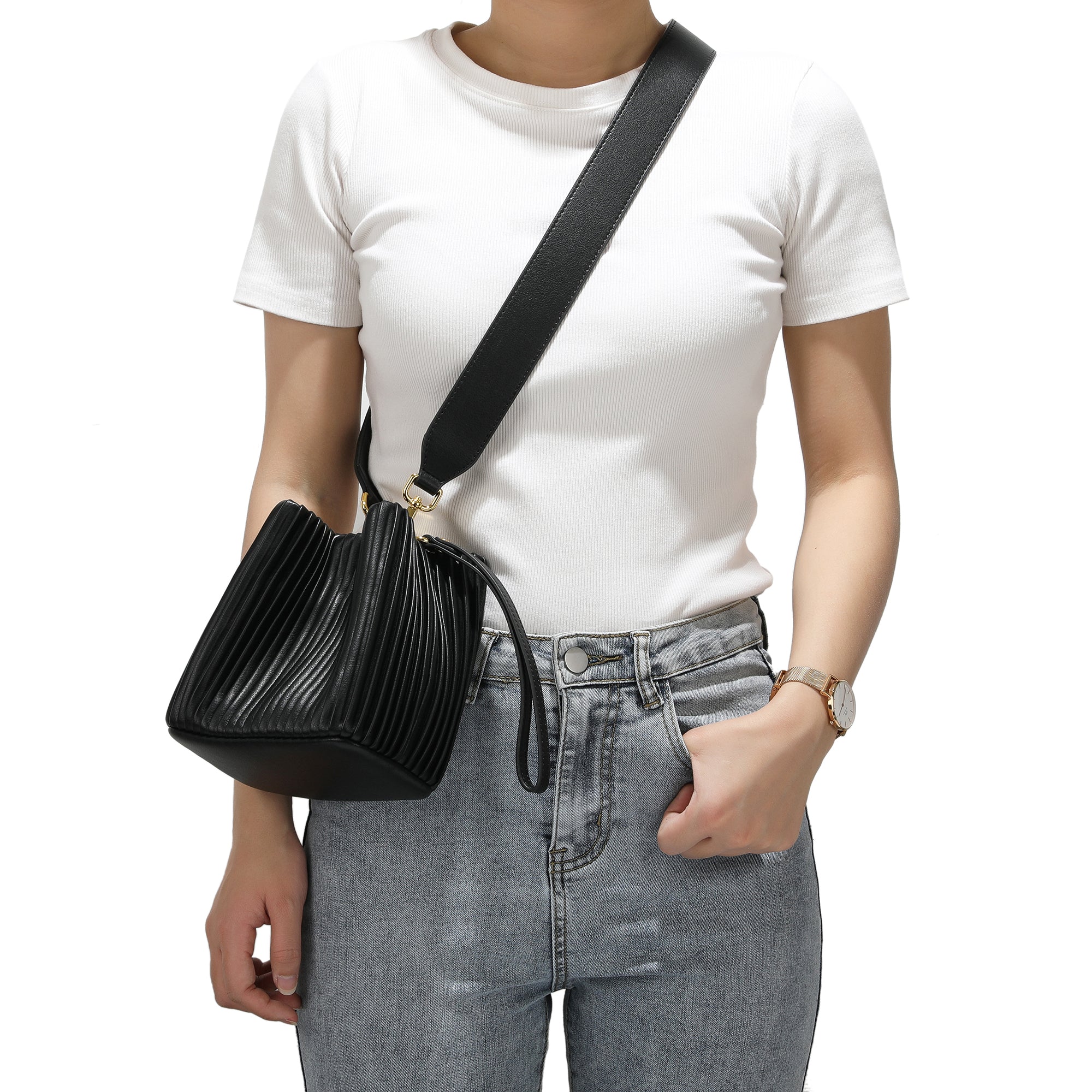 Tiffany & Fred Pleated Leather Shoulder Bag