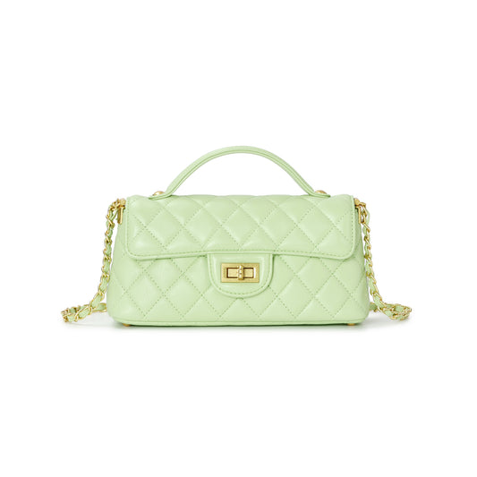 Quilted Leather Mini Flap Bag with Chain Strap